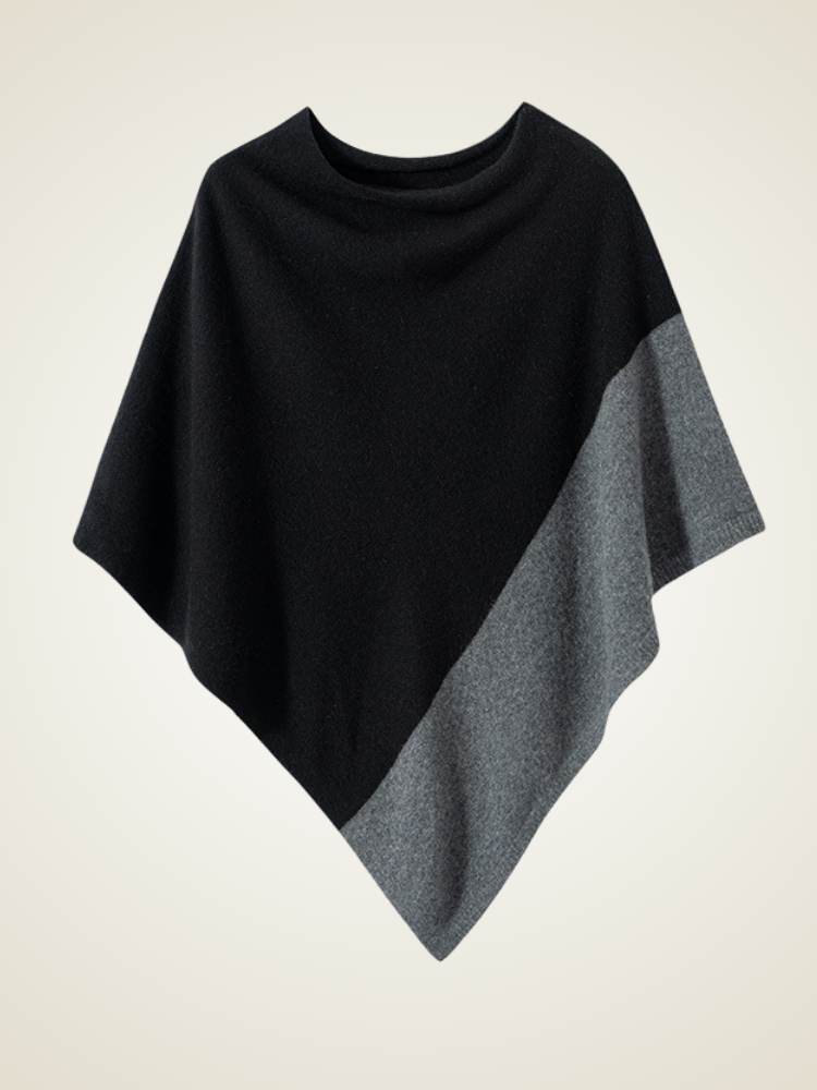 Nia - Two Tone Cashmere Poncho | The Cashmere Studio