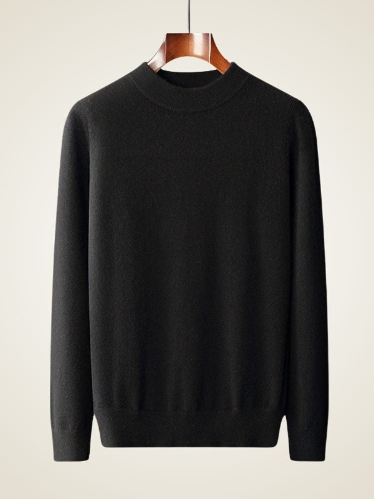 Fletcher - Black Classic Cashmere Sweater | The Cashmere Studio