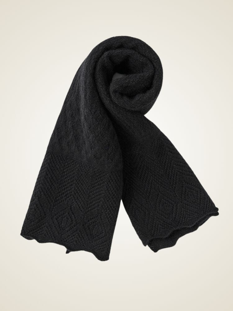 Bryna - Black Woven Cashmere Scarf | The Cashmere Studio