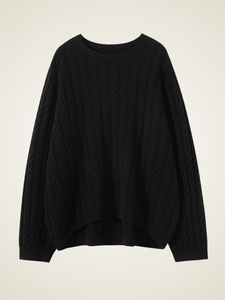 Natalina - Black Cable-Knit Cashmere Set | The Cashmere Studio