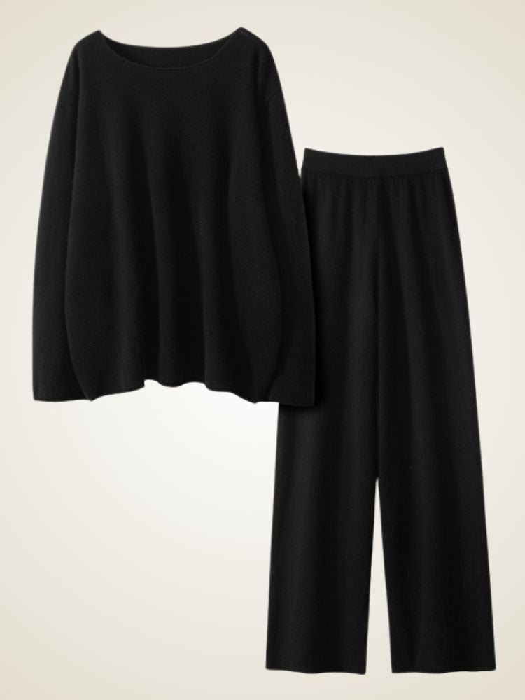 Laura - Black Cashmere Lounge Set | The Cashmere Studio