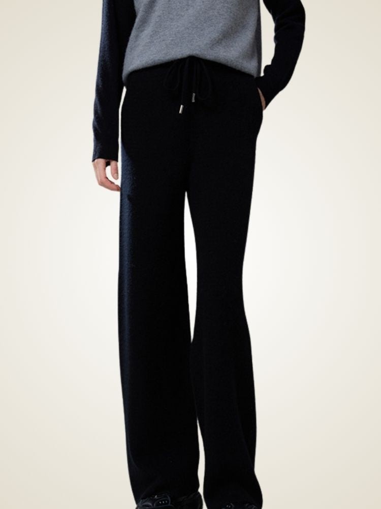 Alandra - Black Chevron Cashmere Pants | The Cashmere Studio