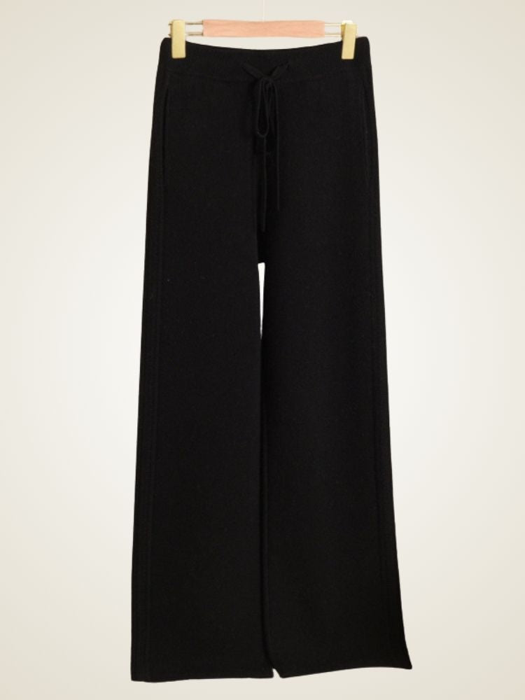 Viana - Black Wide-Leg Cashmere Pants | The Cashmere Studio