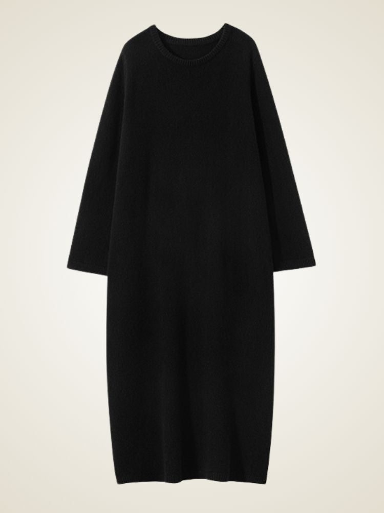 Neoma - Black Classic Cashmere Dress | The Cashmere Studio