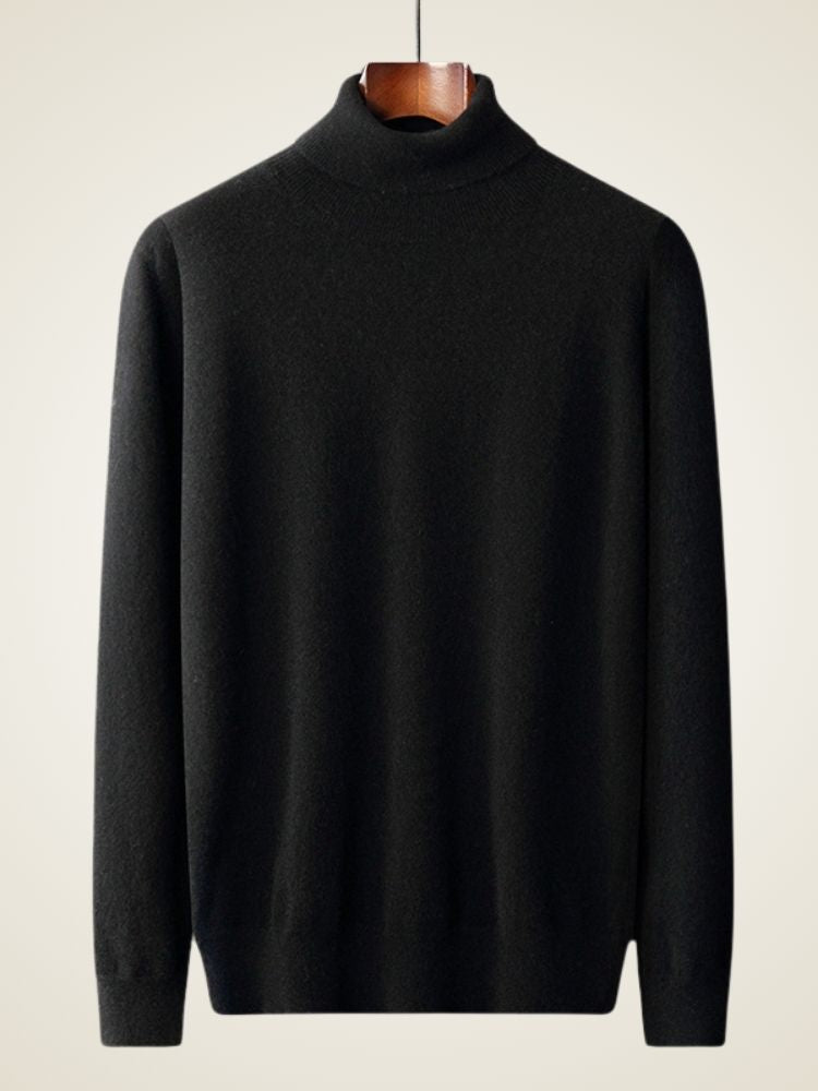 Amos - Black Cashmere Turtleneck Sweater | The Cashmere Studio