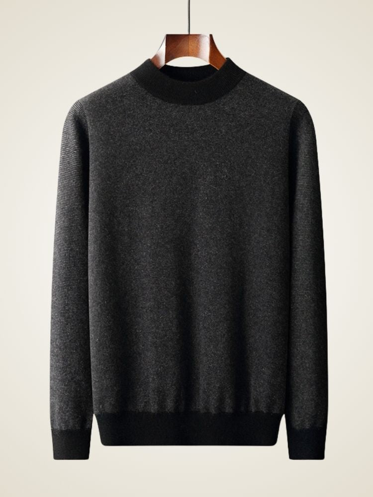 Kane - Black Two-Tone Cashmere Sweater | The Cashmere Studio
