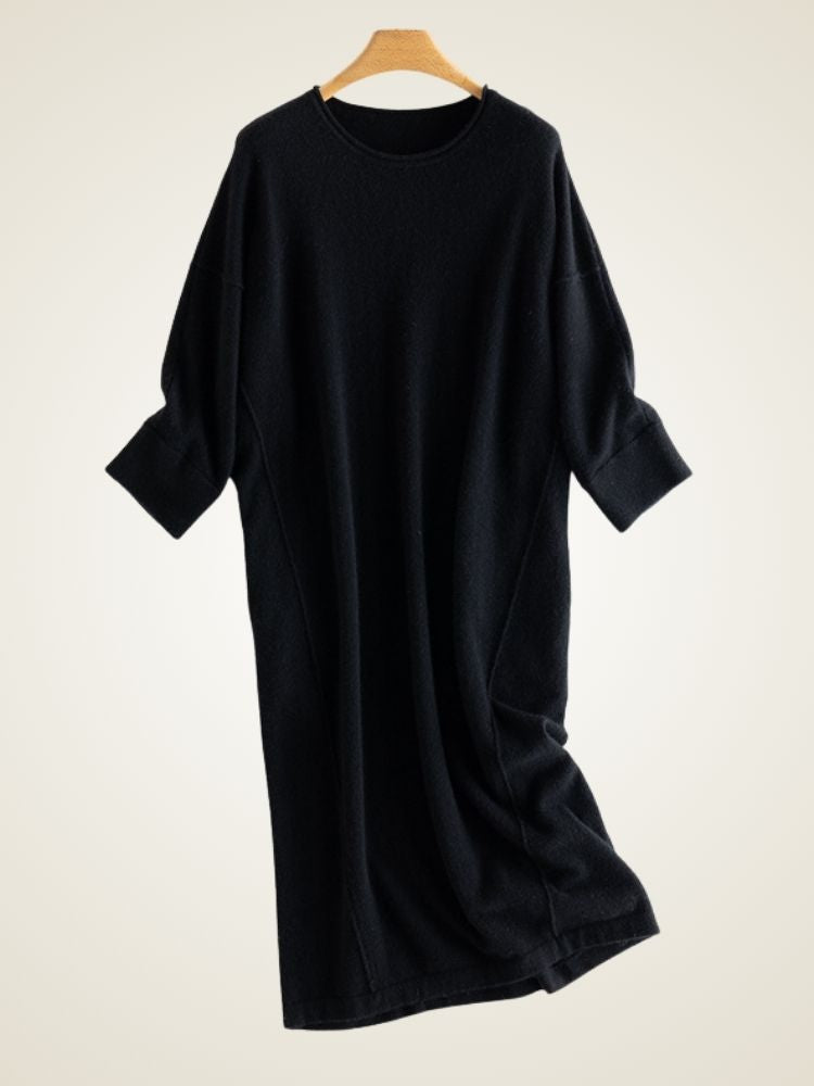 Rosanna - Black Casual Cashmere Dress | The Cashmere Studio