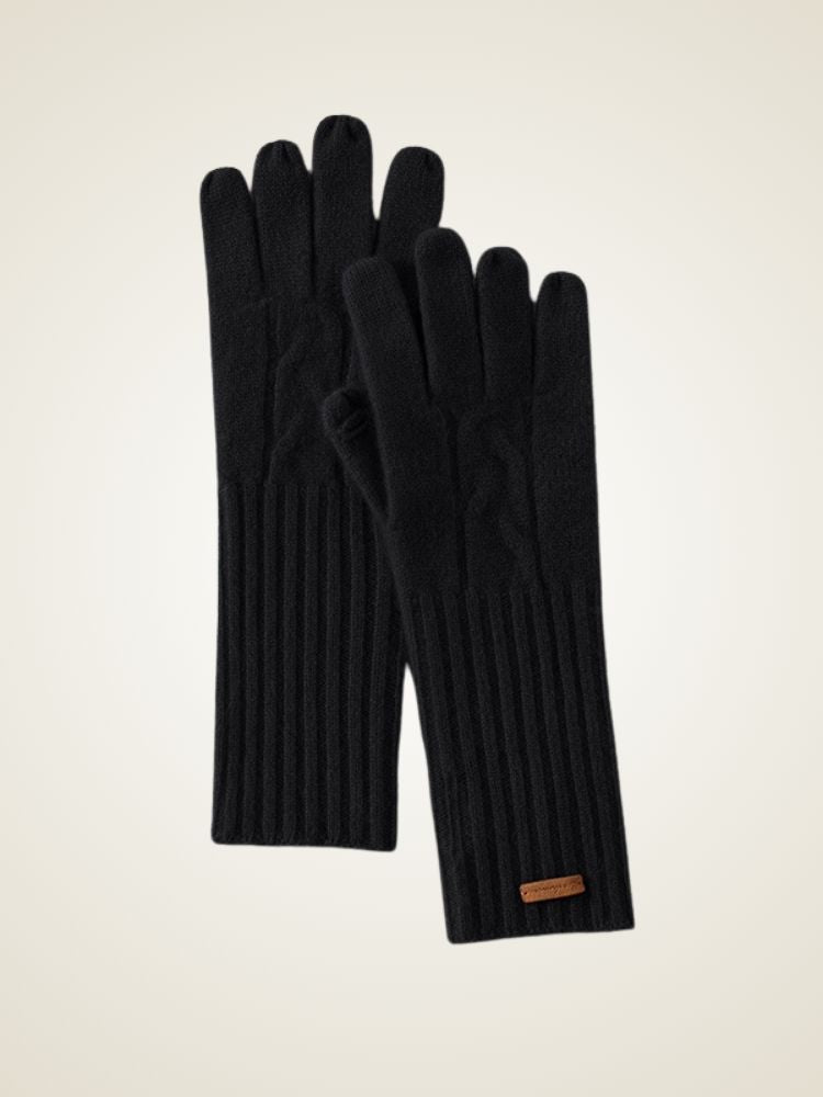 Mari - Black Classic Cashmere Gloves | The Cashmere Studio