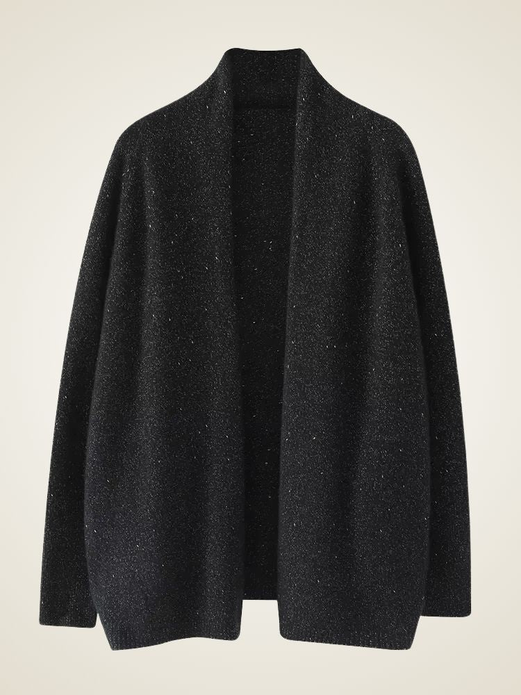 Zoey - Black Open Front Cashmere Cardigan | The Cashmere Studio