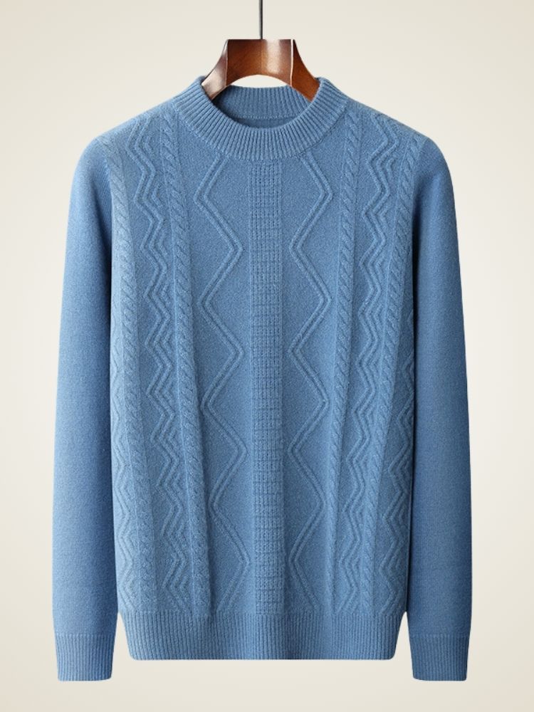 Hendrix - Blue Textured Cashmere Sweater | The Cashmere Studio