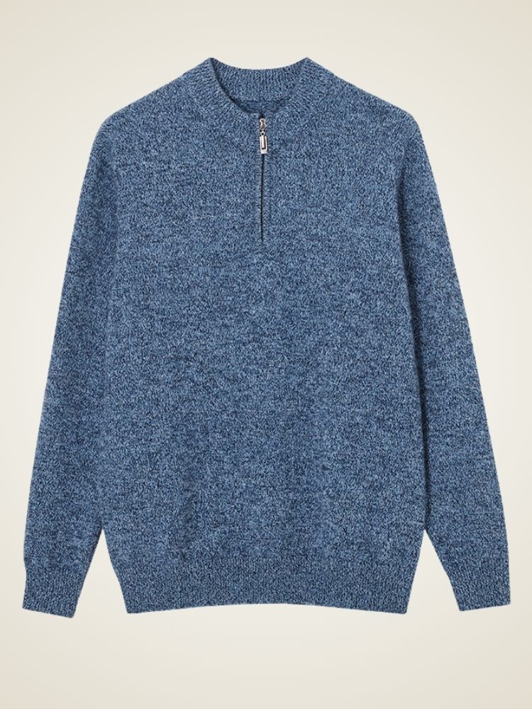 Emery - Blue Half-Zip Cashmere Sweater | The Cashmere Studio