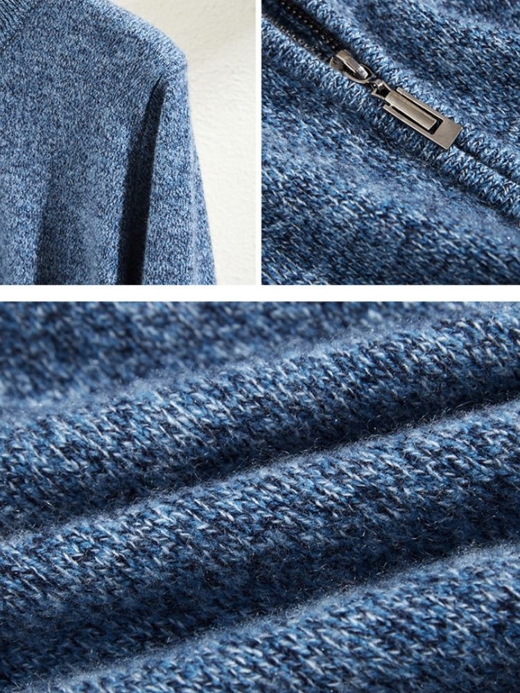 Emery - Blue Half-Zip Cashmere Sweater | The Cashmere Studio