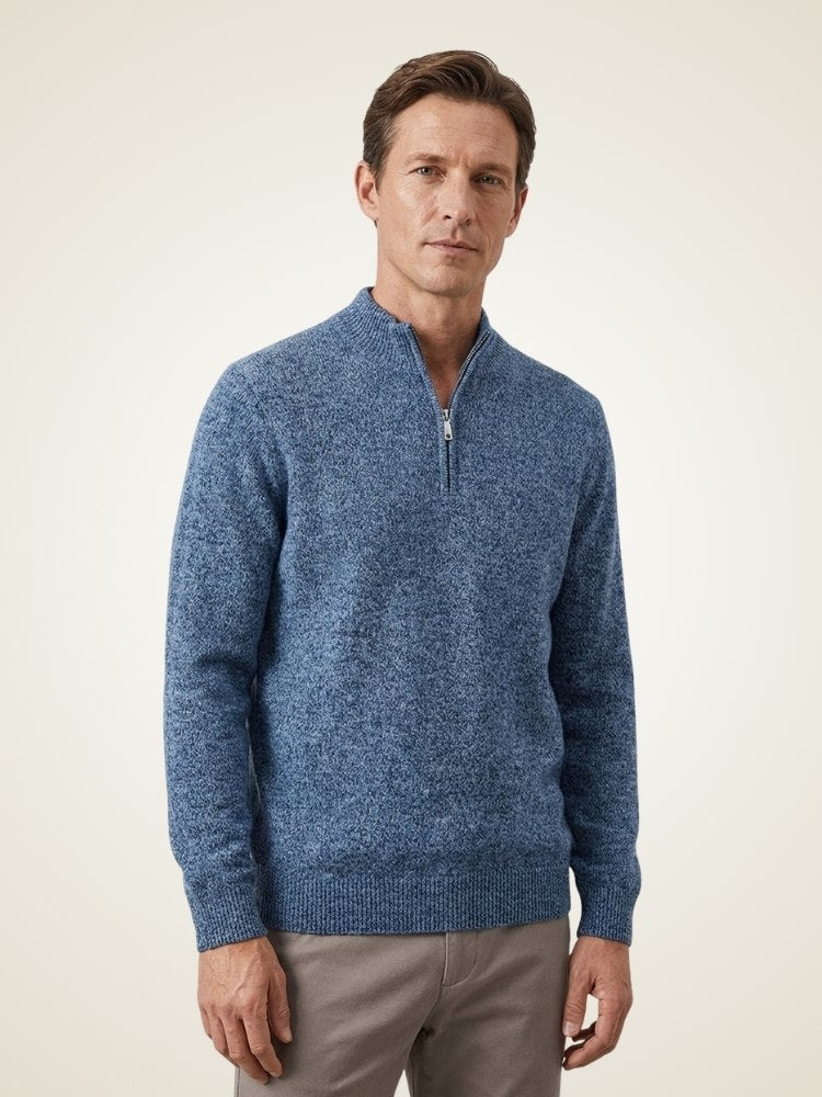 Emery - Blue Half-Zip Cashmere Sweater | The Cashmere Studio