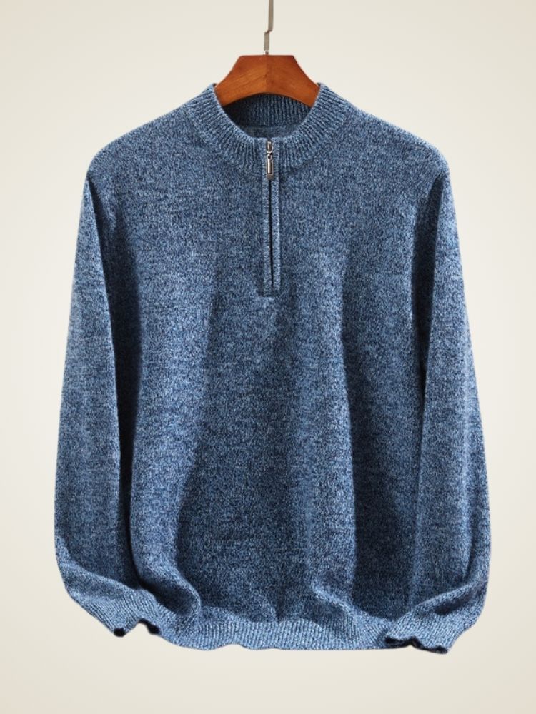 Emery - Blue Half-Zip Cashmere Sweater | The Cashmere Studio