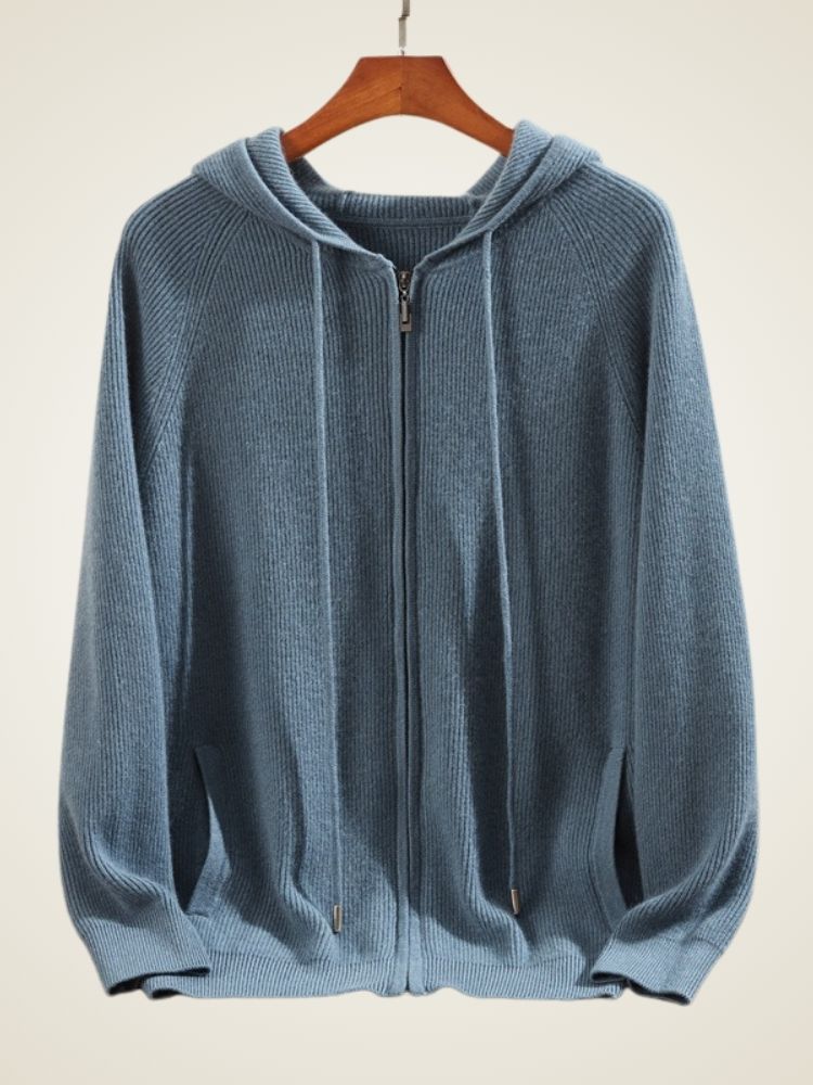 Maverick - Blue Zip-Up Cashmere Sweater | The Cashmere Studio