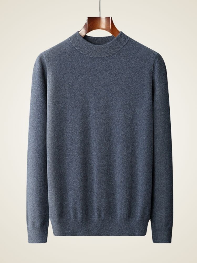Fletcher - Blue Classic Cashmere Sweater | The Cashmere Studio