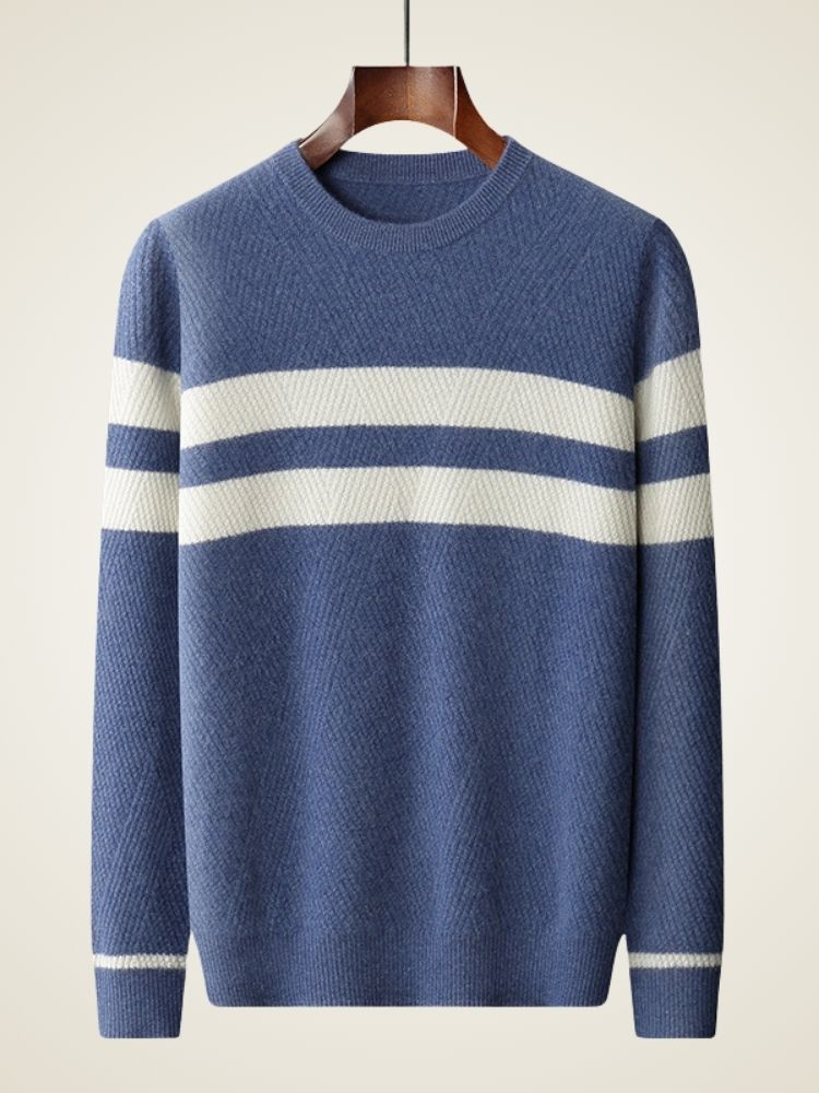 Lane - Blue Striped Cashmere Sweater | The Cashmere Studio
