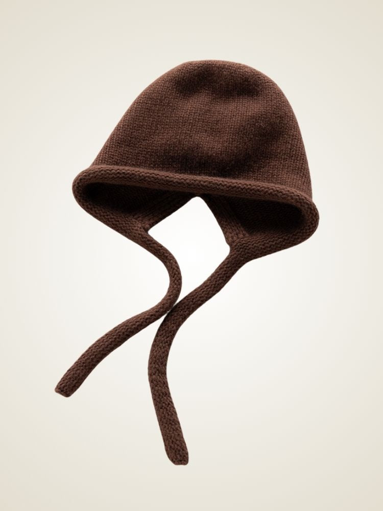 Leili - Brown Cashmere Bonnet | The Cashmere Studio