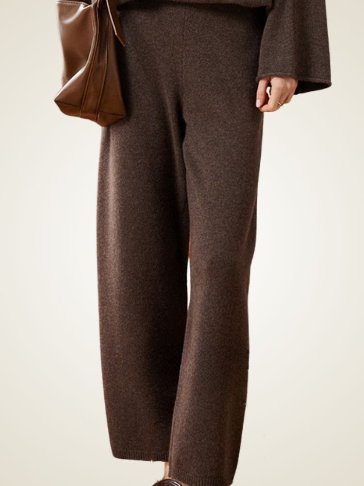 Mili - Brown Pure Cashmere Loung Set | The Cashmere Studio