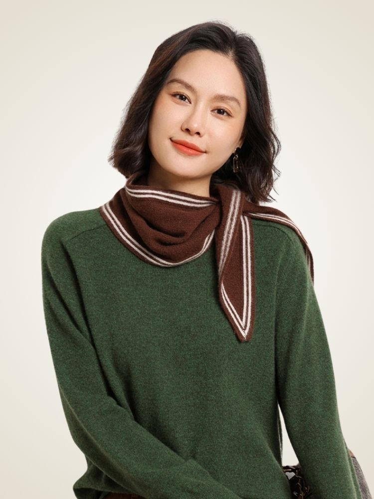 Nayana - Brown Mini Cashmere Scarf | The Cashmere Studio