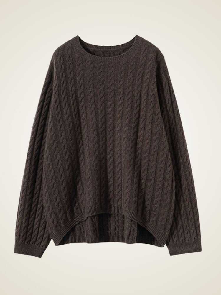 Natalina - Brown Cable-Knit Cashmere Set | The Cashmere Studio