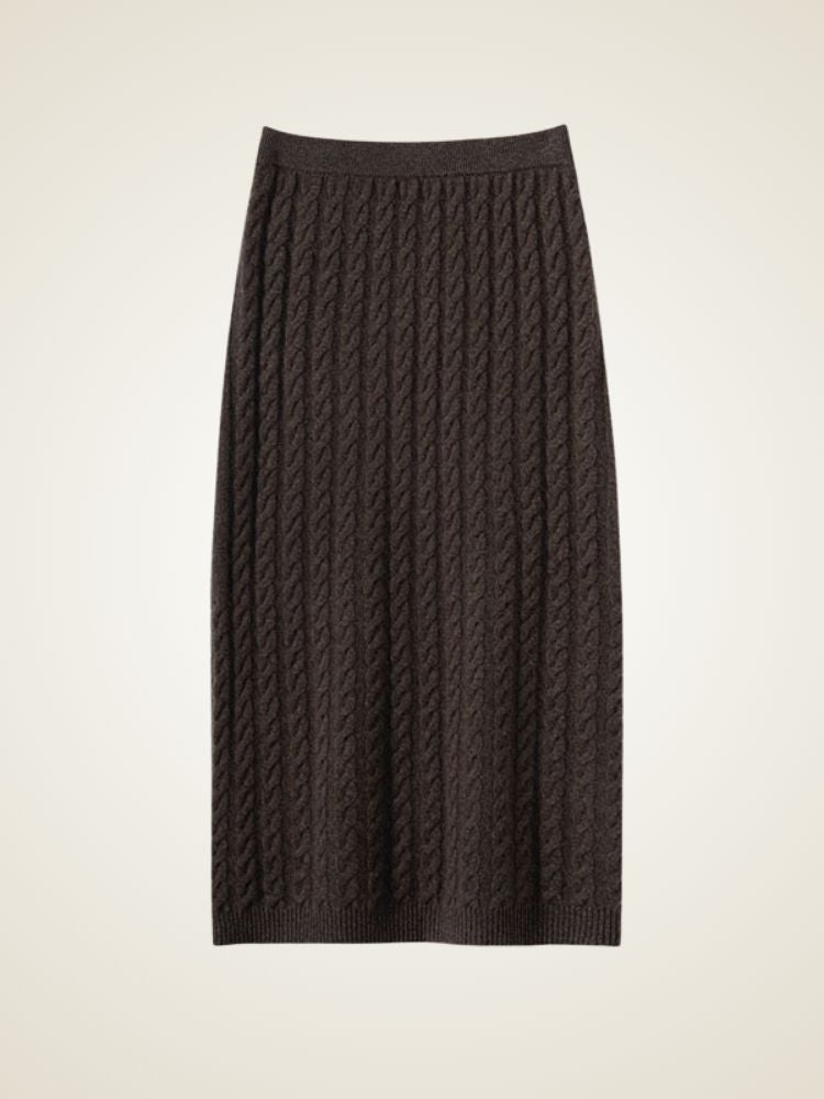 Natalina - Brown Cable-Knit Cashmere Set | The Cashmere Studio