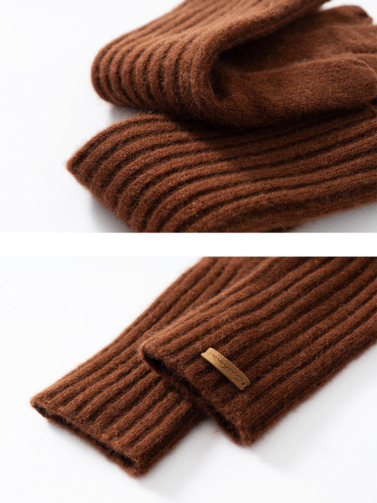 Mari - Brown Classic Cashmere Gloves | The Cashmere Studio