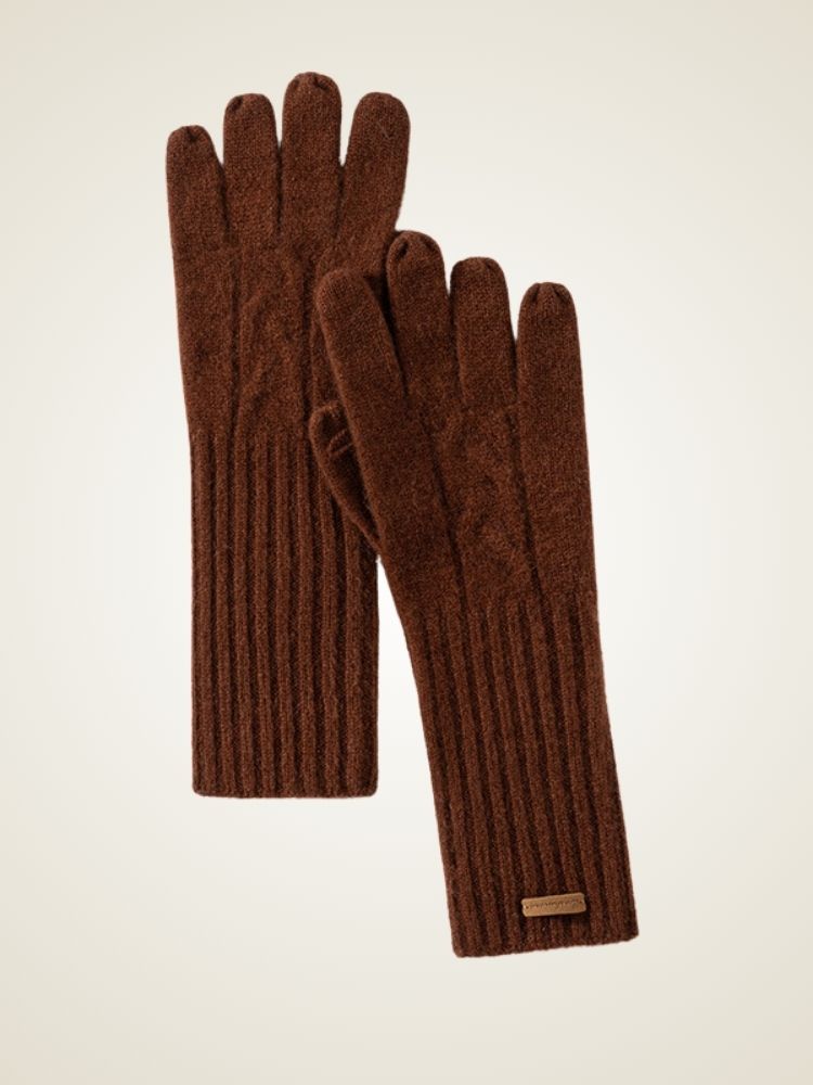 Mari - Brown Classic Cashmere Gloves | The Cashmere Studio
