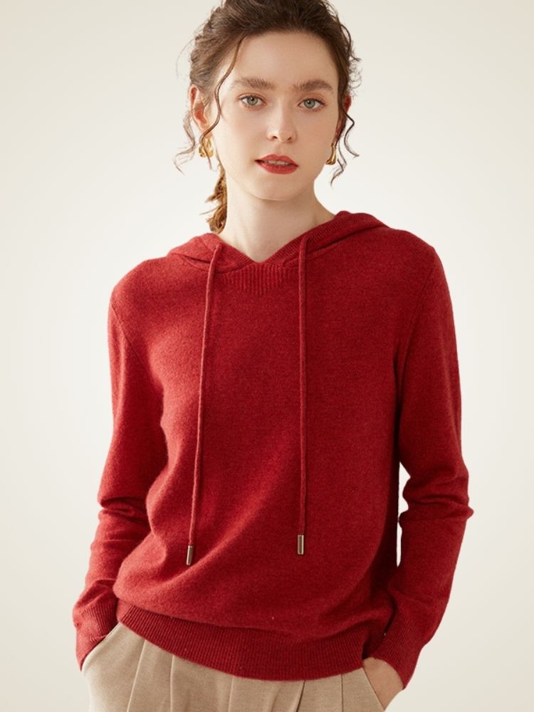 Arietta - Burgundy Cashmere Lounge Hoodie | The Cashmere Studio