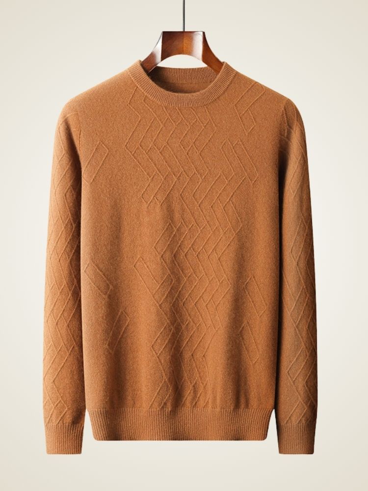 Jett - Burnt Orange Geometric Cashmere Sweater | The Cashmere Studio