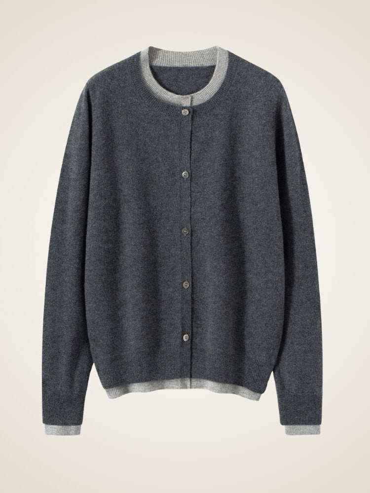 Lorielis - Two-Tone Cashmere Cardigan | The Cashmere Studio