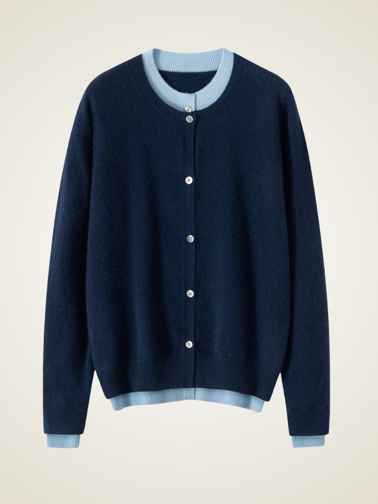 Lorielis - Two-Tone Cashmere Cardigan | The Cashmere Studio