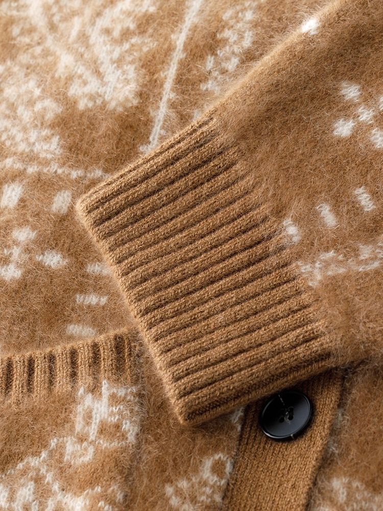 Zellis - Camel Buttoned Cashmere Cardigan | The Cashmere Studio