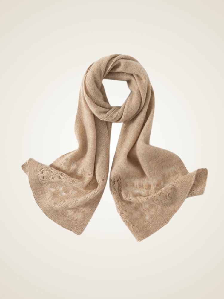 Ida - Camel Woven Cashmere Scarf | The Cashmere Studio