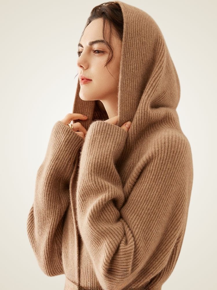 Alura - Camel Long Cashmere Cardigan | The Cashmere Studio