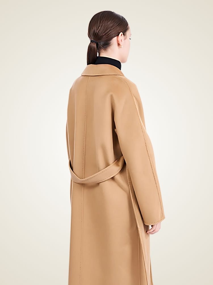 Ayana - Camel Double-Breasted Cashmere Coat | The Cashmere Studio