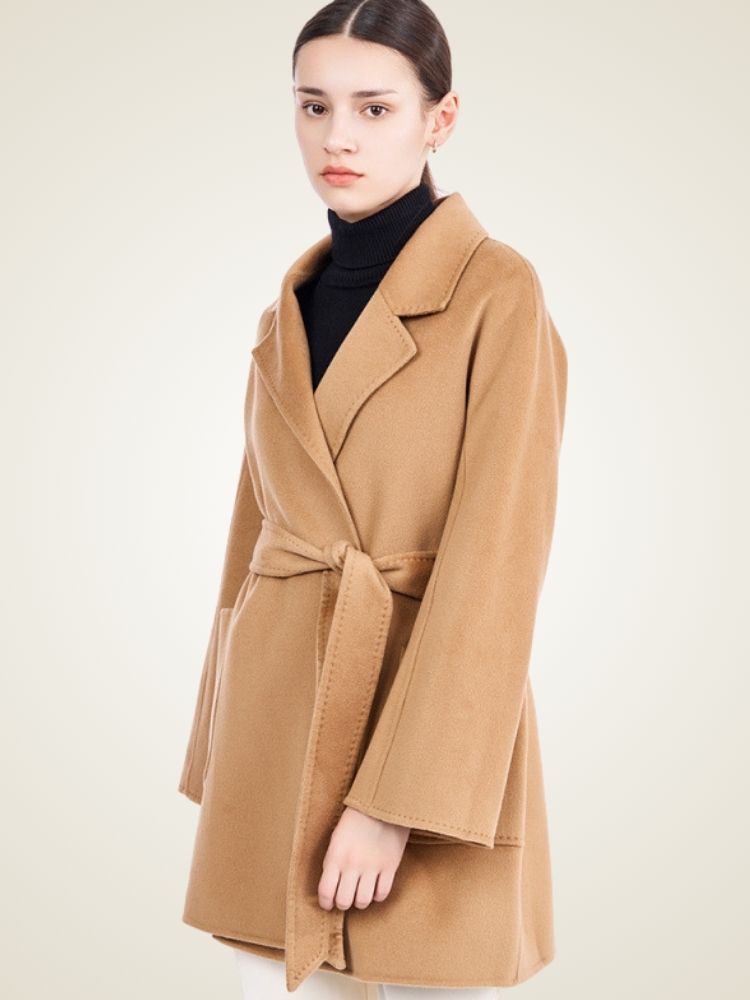 Elliana - Camel Classic Cashmere Coat | The Cashmere Studio