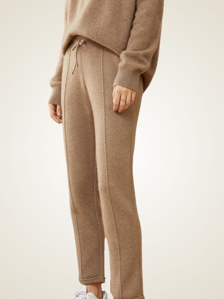Amelina - Camel Cashmere Jogger Pants | The Cashmere Studio