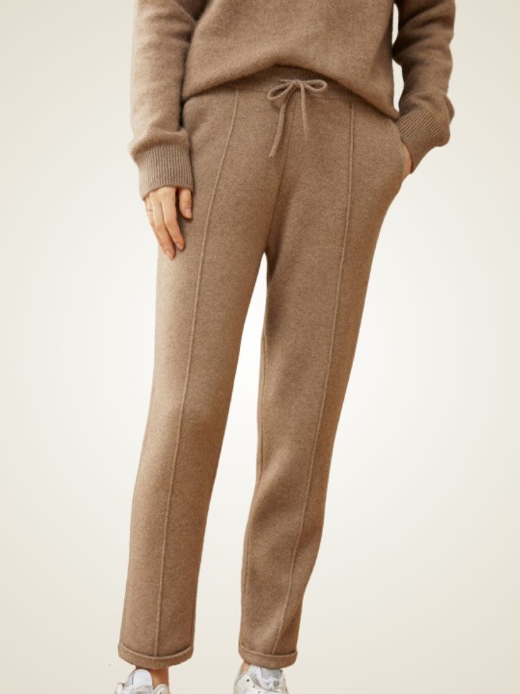 Amelina - Camel Cashmere Jogger Pants | The Cashmere Studio