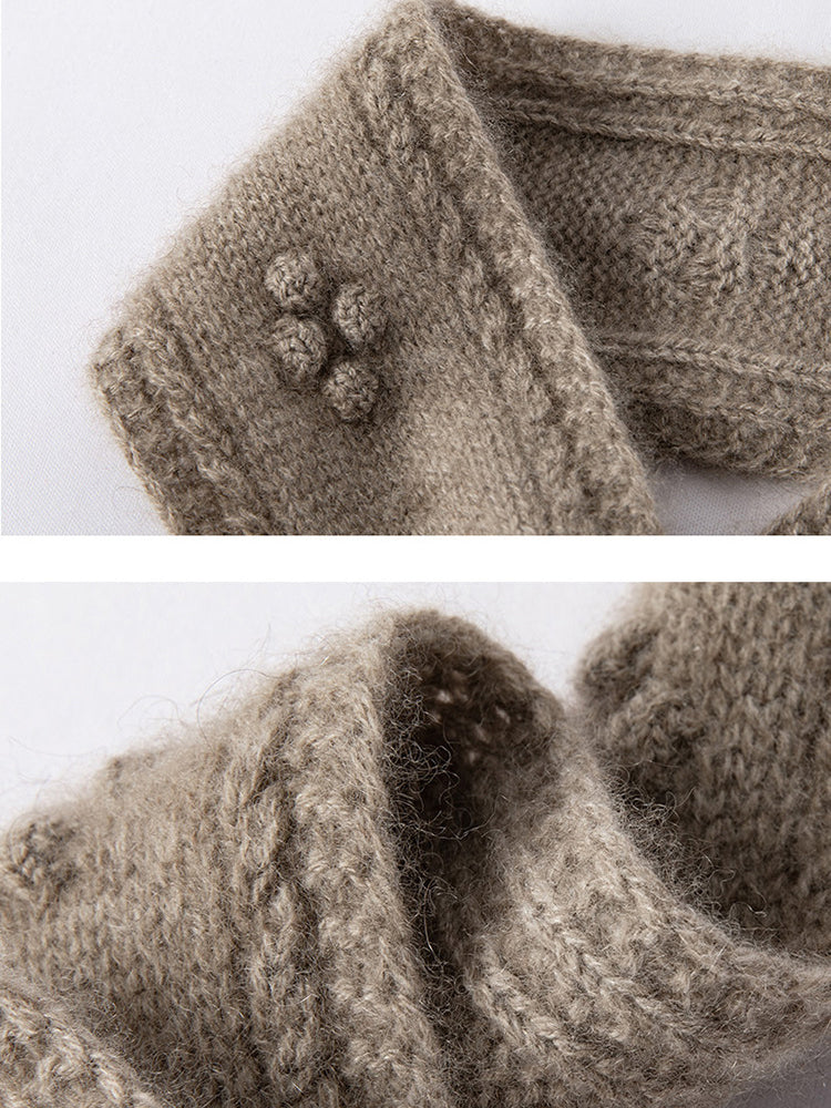 Tereza - Camel Bow-Knot Cashmere Neck Scarf | The Cashmere Studio