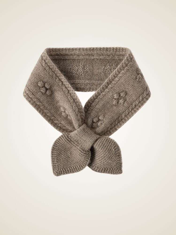 Tereza - Camel Bow-Knot Cashmere Neck Scarf | The Cashmere Studio