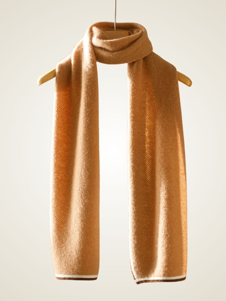 Valie - Camel Honeycomb Cashmere Scarf | The Cashmere Studio