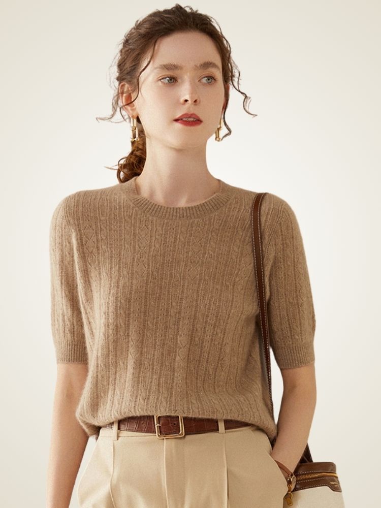 Celandine Short-Sleeve Cashmere Sweater The Cashmere Studio