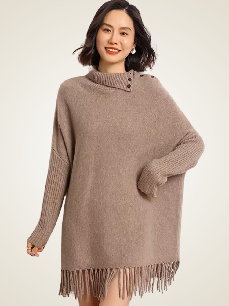 Lila Cashmere Fringe Sweater Dress The Cashmere Studio