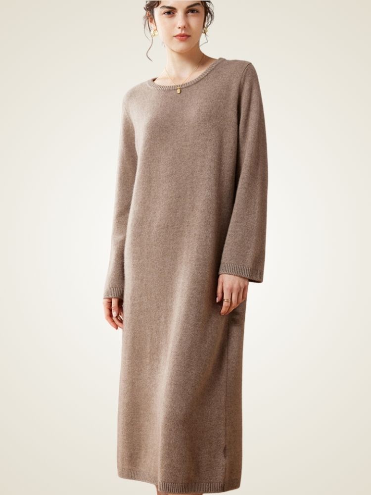 Neoma - Camel Classic Cashmere Dress | The Cashmere Studio