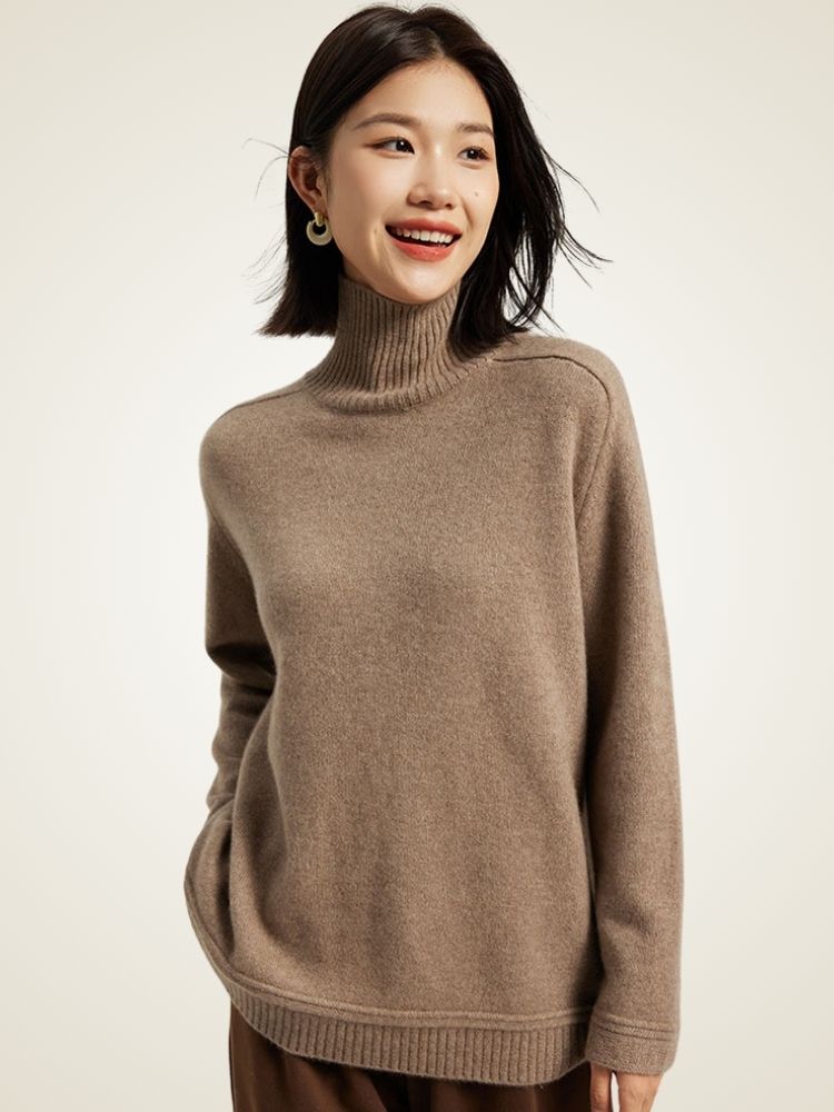 Katerina - Camel Cashmere Turtleneck | The Cashmere Studio