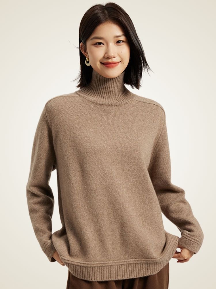 Katerina - Camel Cashmere Turtleneck | The Cashmere Studio
