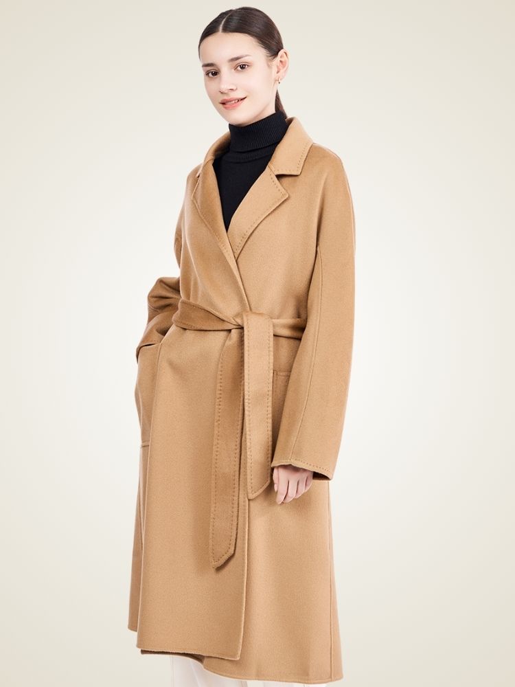 Sofia - Camel Long Cashmere Coat | The Cashmere Studio