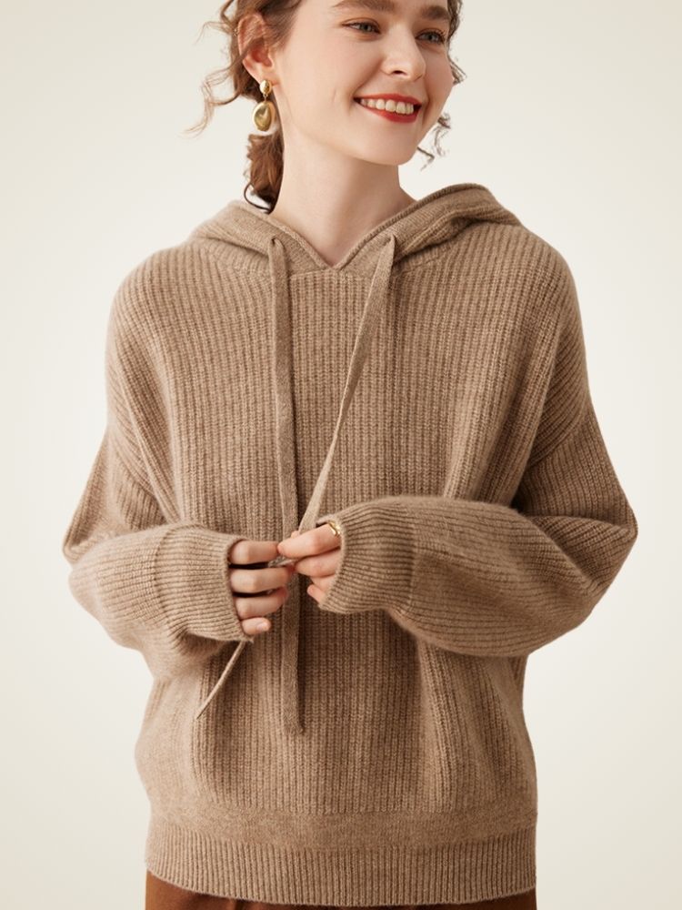 Ardelle - Ribbed Cashmere Hoodie