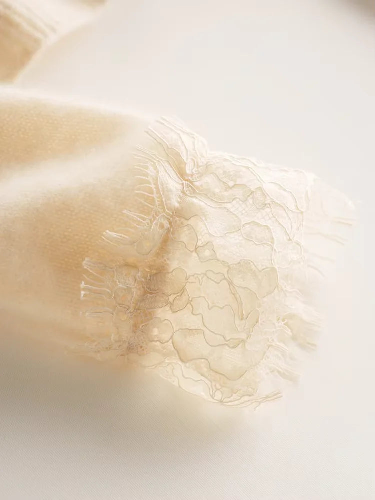 Brooke - Lace Collar Cashmere Cardigan | The Cashmere Studio